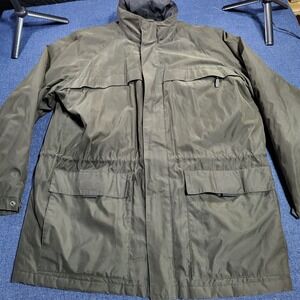 Claiborne Men Outerwear Microfiber Lined Jacket L Khaki Green Zip Front Pockets